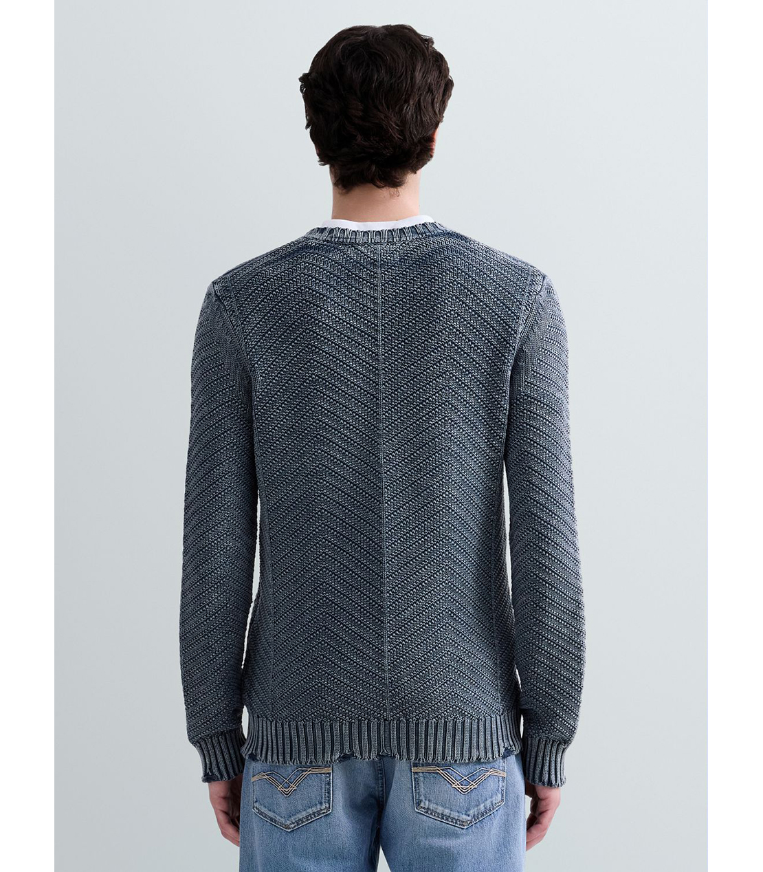 ダメージ加工コットンニット 詳細画像 ブルー 3